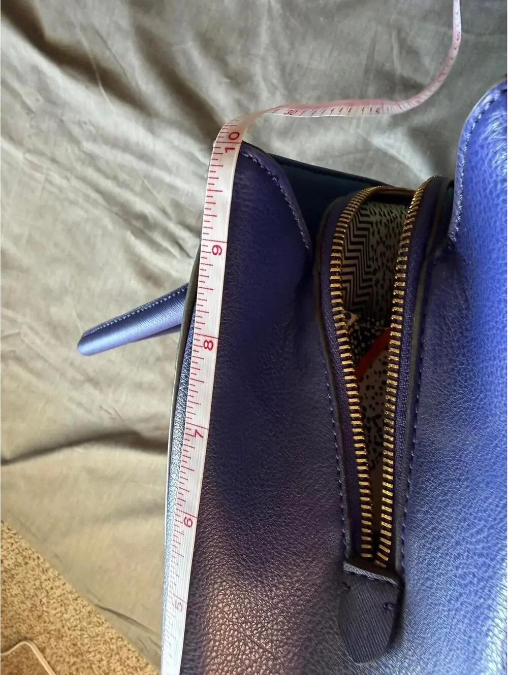 Anne Klein Royal Blue & Gold Shoulder Bag Top Zipper Faux Leather Old Money